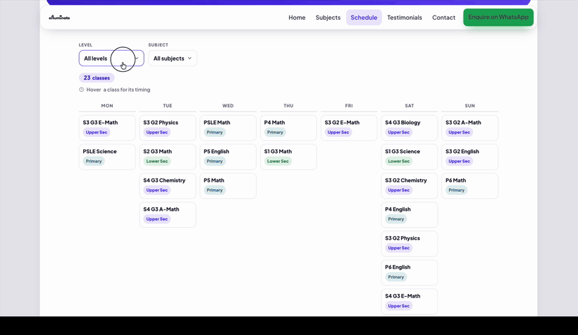 Elluminate's new schedule page